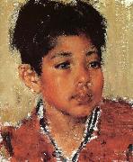 Nikolay Fechin Indian Boy in red oil painting on canvas